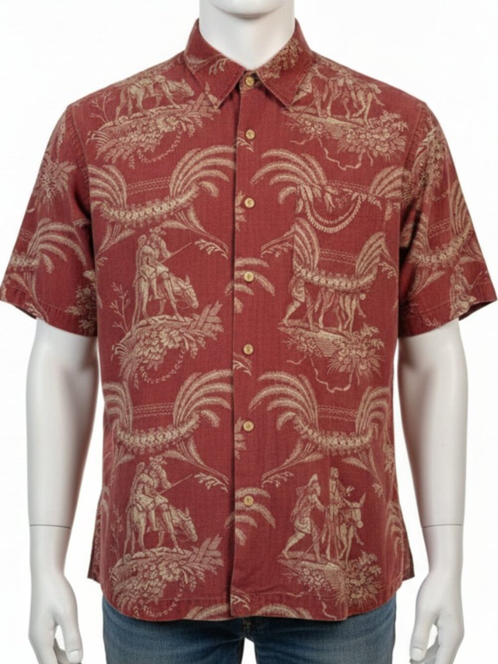 Polo Ralph Lauren Caldwell Cotton Camp Shirt XL Red Toile Donkey Print SZ XL